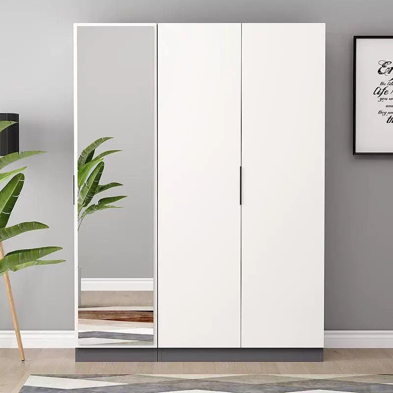 MONTELIO LINEA, a white three-door wardrobe with one mirrored door